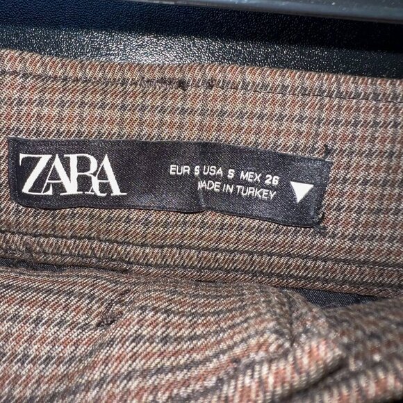 Zara Houndstooth Plaid Shorts Brown Size S - Picture 4 of 4